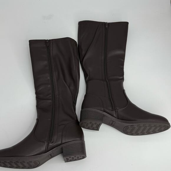 NEW Easy Street Women's knee high brown boots size 9.5 faux leather stretch boot - Picture 4 of 8